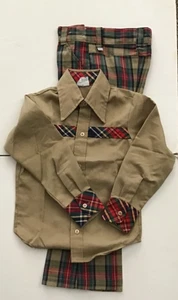 Vintage Boys Plaid Billy the Kid Pants 1970s Plaid Size 7 excellent condition - Picture 1 of 9