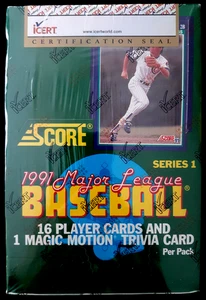 Caja de cera de béisbol Score Series 1 1991 (36 paquetes sellados) certificado ICERT 96809 - Imagen 1 de 5