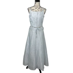 Y2K 90s Prom Dress Fairy Vintage Icy Blue Iridescent Two Piece Flower Size 7/8 - Picture 1 of 19