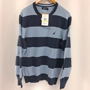 Neu mit Etikett Nautica Herrenpullover mit Rundhalsausschnitt mittlere Streifen maritim klassisch adrett  - Bild 1 von 11