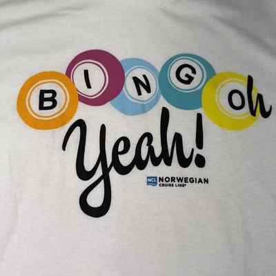 NUEVA Camiseta Norwegian Cruise Line Bingo Yeah Blanca Unisex M Divertida Regalo Crucero NCL  Foto 1 de 4