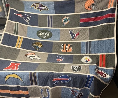 Pottery Barn Teen NFL AFC FOOTBALL TEAMS Embroidered King Size Quilt - Image 1 of 4