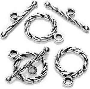 Silver Clasp Toggle Swirl Clasps Toggle Findings for Necklace Making Kit 100 Set - Picture 1 of 6