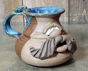 Tazza ceramica vintage brutta faccia/faccia divertente grandi baffi e linguetta pollice - Foto 1 di 8