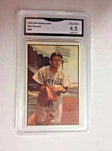 Tarjeta de béisbol Bowman 1953 color Mel Parnell #66 graduada GMA en muy buena condición-excelente+ 4,5  - Imagen 1 de 2