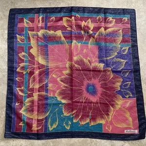 Vtg Metallic Sparkly Thread Multicolor Jim Renoir Floral Scarf Italian 30"x30" - Picture 1 of 7