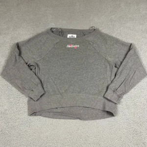 Hollister Womens Cropped Sweatshirt Gray Pullover Heathered Long Sleeve Crew M - Picture 1 of 9