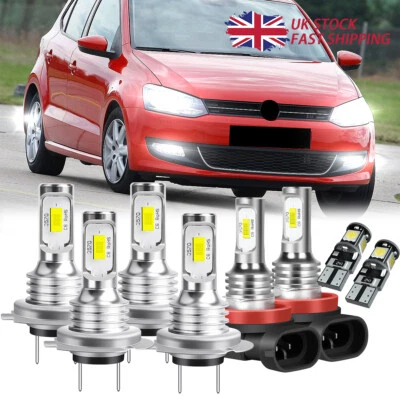 For VW Polo 6R Twin Headlights 2009-2017 Xenon Led Fog Side Light Bulb 12V Kit - Image 1 of 4