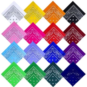 12 Pcs Lot 100% Cotton Paisley Print Bandana Face Cover Head Warp Headband Scarf - Picture 1 of 33
