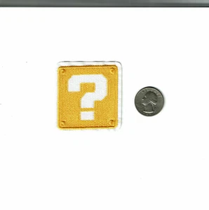 2" YELLOW QUESTION BLOCK Patch Iron On Embroidered Super Mario patches nintendo - Picture 1 of 2