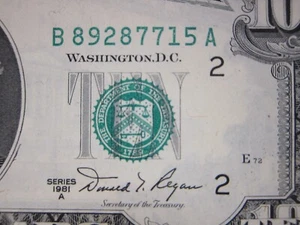1981A $10 FRN #B89287715A - Picture 1 of 9