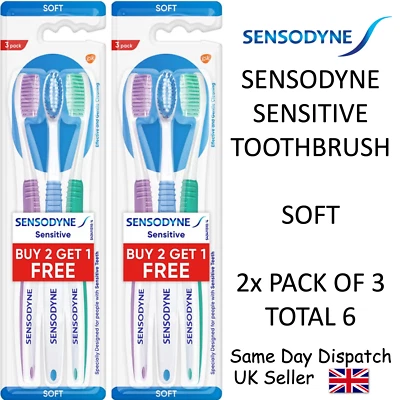 Sensodyne Sensitive Toothbrush Soft Bristles Effective Gentle Cleaning x6 - Image 1 of 4