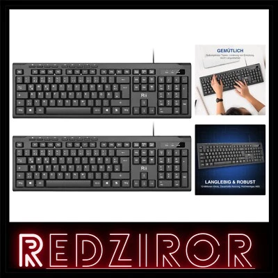2er Pack USB Kabelgebundene Tastatur für PC Mac Windows Android Gaming Büro 1... - Bild 1 von 2