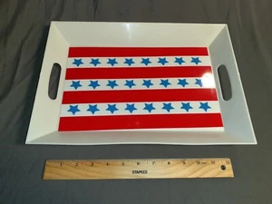 Patriotic Red, White and Blue American Flag Start Stripes Plastic Serving Tray - Picture 1 of 12