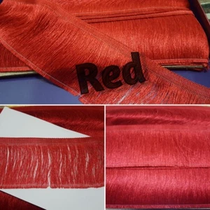 1 yard Red Silk thread Fringe Fringing long Trim 3 inches wide - Picture 1 of 3