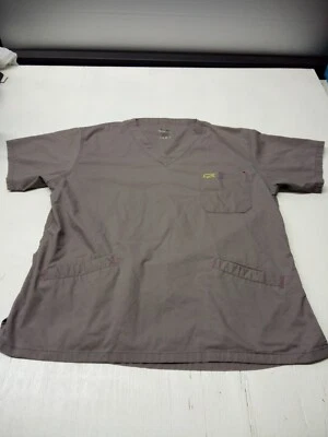 Blusa Médica Iguana Para Mujer Talla XL Gris Manga Corta Bolsillos Cuello en V Foto 1 de 4