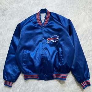 VTG 80s 90s NFL BUFFALO BILLS CHALK LINE SATIN JACKET SIZE XL MADE IN USA - Picture 1 of 6