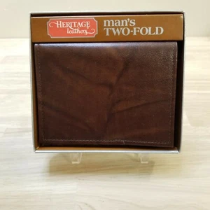 Heritage Leathers Men’s Two Fold Brown Wallet - Picture 1 of 7
