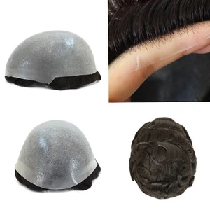 Durable Toupee For Men Real Human Hair LaceReplacement System HairpieceThin Skin - Picture 1 of 4