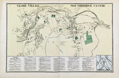 1870 SOUTHBRIDGE CENTRE Township WORCESTER - MASSACHUSETTS (21x13) ORIGINAL - Image 1 of 4