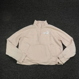 Puma Sweatshirt Girls Medium Pink 1/2 Zip Long Sleeve Running Sweater Gym - Picture 1 of 11