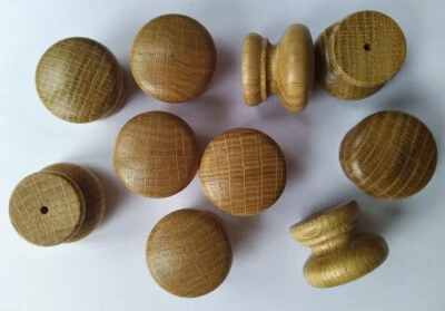 x16 OAK Solid Wood Wooden KNOBS lacquered 34mm handle drawer cupboard furniture - Image 1 of 3