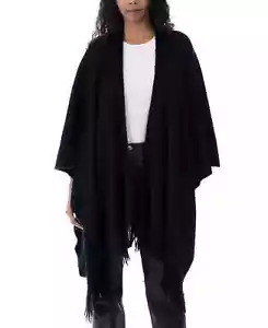 I.N.C. Damen Wickelpullover mit Fransenbesatz in Schwarz, ONE SIZE - Bild 1 von 1