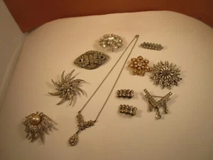 Vintage Konvolut klare Strass Broschen Art Deco Blume Coventry Pell - Bild 1 von 17