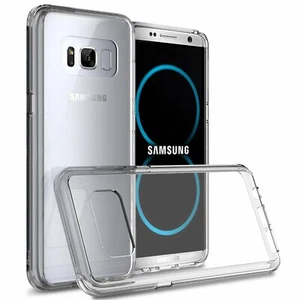 Samsung Galaxy S8 Hard Back Cover with TPU Bumper Transparent Cover Case - Clear - Picture 1 of 2