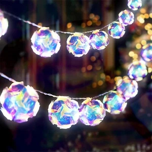 20 Led Globe Disco Ball Mirror String Lights 10ft Usb&battery Powered Fairy Ligh - Picture 1 of 6
