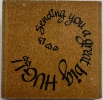 Vintage Stampendous Rubber Stamp 1994 Sending A Hug! D71 Love Valentines Hearts - Image 1 of 4