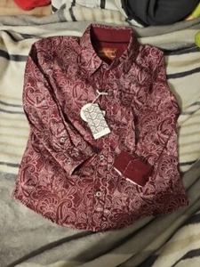 Paisley, Burgundy And White, Long Sleeve, Button Up Dress Shirt Size 3t - Picture 1 of 8