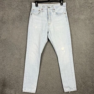 Levis 501 Jeans Size 28 Acid Wash Blue Skinny Button Fly High Rise Distressed - Bild 1 von 15