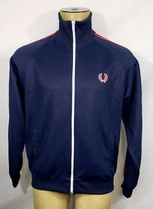 Mens Fred Perry blue & red twin tape zip-up track jacket size Medium - Bild 1 von 6