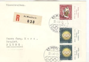 SWITZERLAND Olympic Games St. Moritz 1948 Reg. card with Olympic cancel Opening - Picture 1 of 1