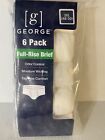 George Men's Full Rise Cotton Brief Underwear Tag Free White 6 Pack Size 3XL