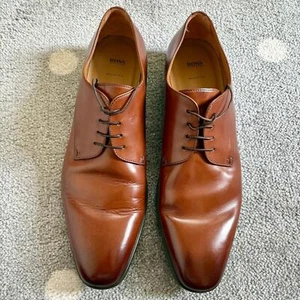 Boss by Hugo Boss Men’s Derby Shoes Size 11, Italian Made, Brown Genuine Leather - Picture 1 of 9