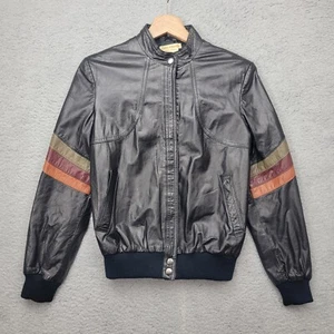 Giacca moto vintage Giorgio Romani full zip pelle aderente taglia 7/8 - Foto 1 di 13