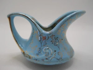 Vintage Pearl China Co Blue Creamer With 22K Gold Trim USA 1.75" H - Bild 1 von 5