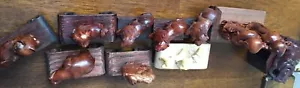 Set of 12 Vintage Chinese Detailed Wood Carvings Old Wise Men Animals Two Boys - Picture 1 of 12