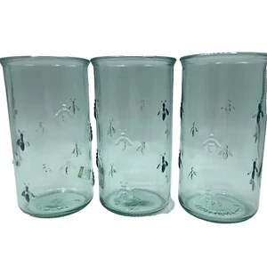 Set of 3 Italy Napoleon Bee Highball Blue Glass 16oz VE Vetreria Etrusca Italian - Picture 1 of 12