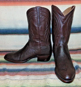 Mens Rujo The Marcus Brown Teju Lizard / Leather Cowboy Boots 12 EE New in Box - Picture 1 of 6