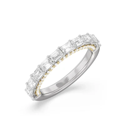 18K mehrfarbiges Gold Lab Created Diamond Smaragdschliff Eternity Band 2,50 C... - Bild 1 von 4