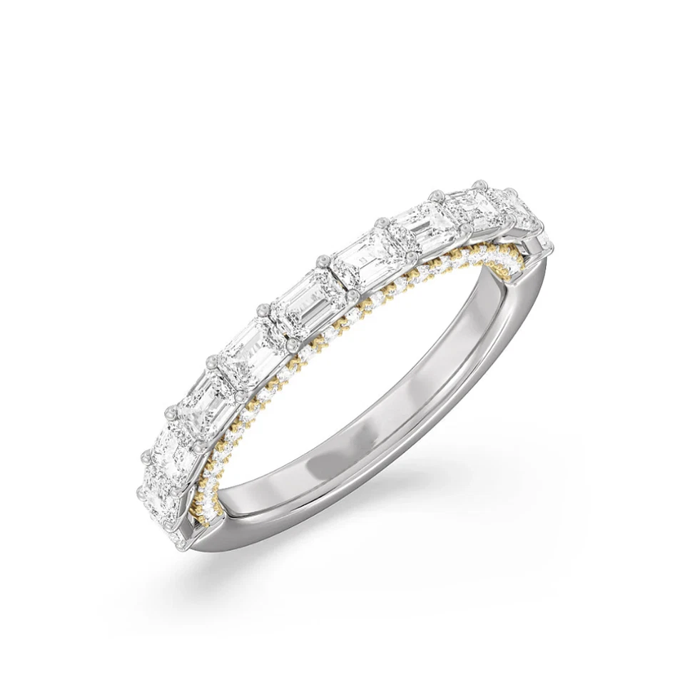 18K mehrfarbiges Gold Lab Created Diamond Smaragdschliff Eternity Band 2,50 C... - Bild 1 von 4