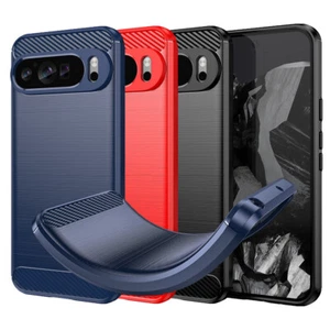 Custodia TPU carbonio per Google Pixel 9 PRO XL fibra spazzolata custodia protettiva spazzolata - Foto 1 di 14