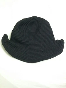 Womens Knitted Fisherman Bucket Hat Black - Picture 1 of 10