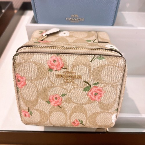 Coach Grande Scatola Gioielli In Tela Firmata Con Stampa Floreale CR920 Nuova con Etichette