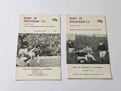 Lot x 2 Hearts v Kilmarnock Scottish Football Programmes 1974/75 - Image 1 of 4