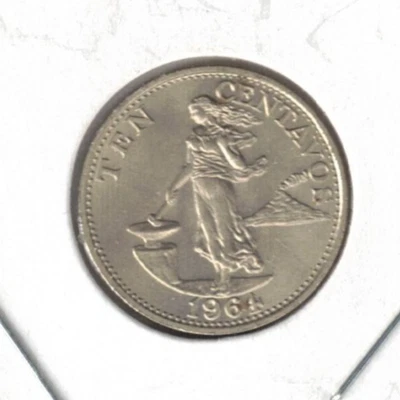 1964 Philippines Unc. 10 Centavo Female Standing & Eagle on Shield Coin! #1 - Image 1 of 2