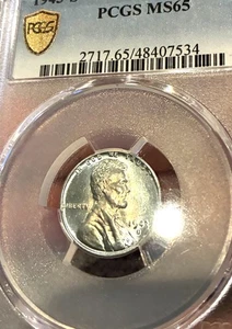 1943-S 1C STEEL LINCOLN PENNY PCGS MS65 “TONED ON BOTH SIDE”  - Picture 1 of 7